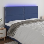 vidaXL Tăblie de pat cu LED, albastru, 200x5x118/128 cm, textil vidaXL Tăblie de pat cu LED, albastru, 200x5x118/128 cm, textil