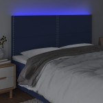 vidaXL Tăblie de pat cu LED, albastru, 200x5x118/128 cm, textil vidaXL Tăblie de pat cu LED, albastru, 200x5x118/128 cm, textil