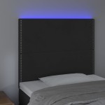vidaXL Tăblie de pat cu LED, negru, 80x5x118/128 cm, catifea