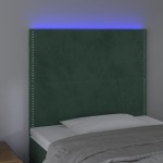 vidaXL Tăblie de pat cu LED, verde închis, 80x5x118/128 cm, catifea vidaXL Tăblie de pat cu LED, verde închis, 80x5x118/128 cm, catifea