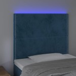 vidaXL Tăblie de pat cu LED, albastru închis, 80x5x118/128cm, catifea