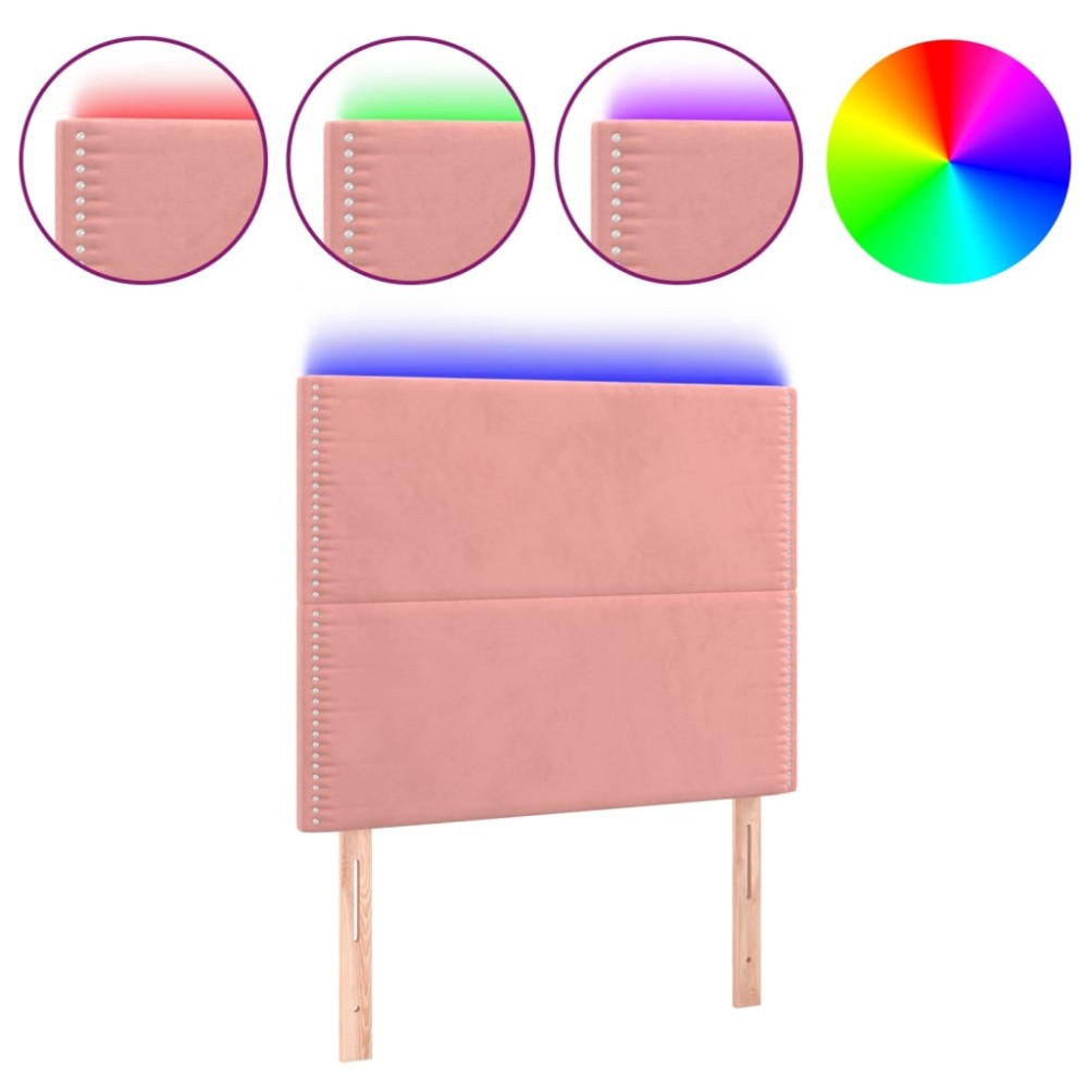 vidaXL Tăblie de pat cu LED, roz, 90x5x118/128 cm, catifea