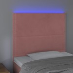 vidaXL Tăblie de pat cu LED, roz, 90x5x118/128 cm, catifea vidaXL Tăblie de pat cu LED, roz, 90x5x118/128 cm, catifea