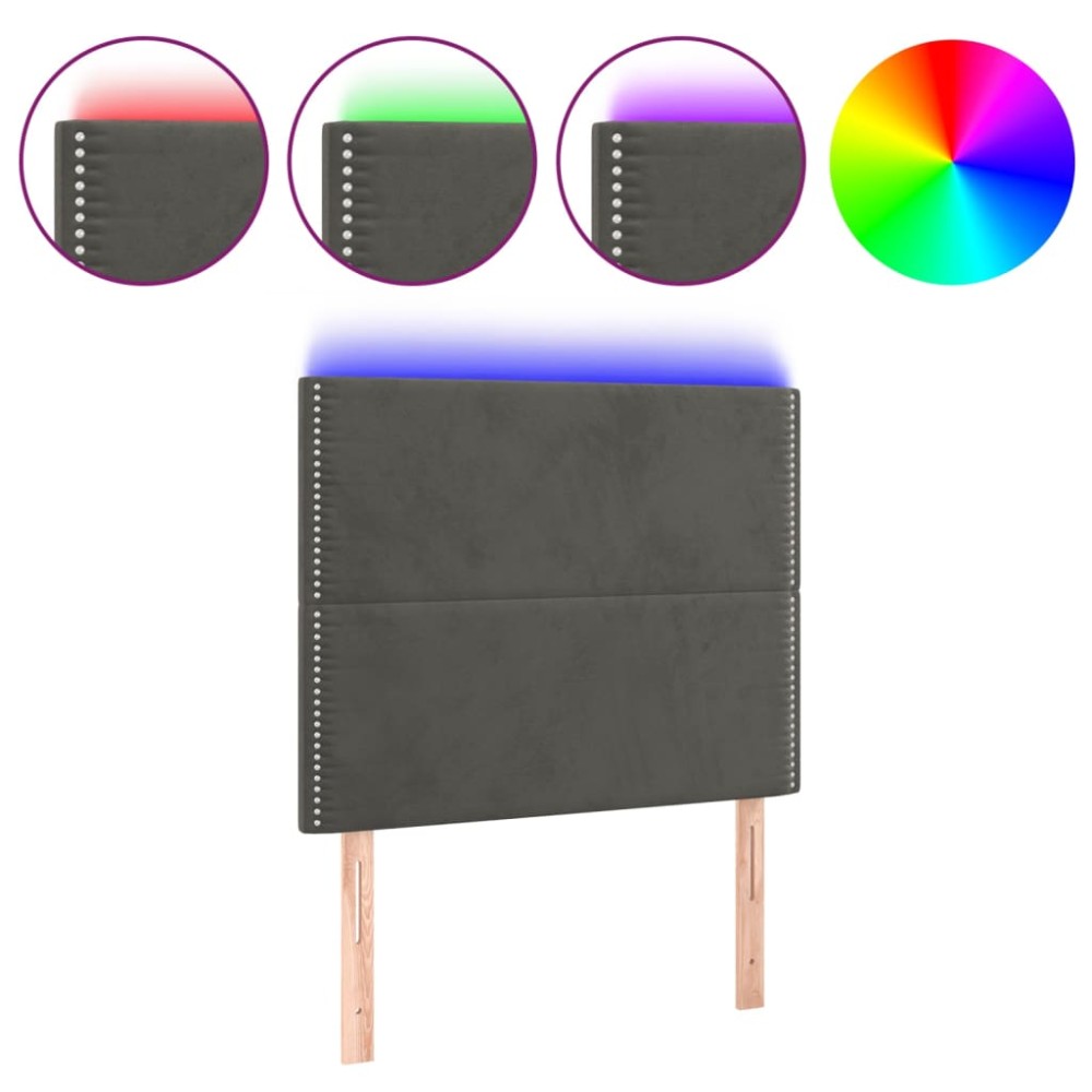 vidaXL Tăblie de pat cu LED, gri închis, 100x5x118/128 cm, textil