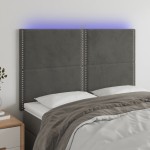 vidaXL Tăblie de pat cu LED, gri închis, 144x5x118/128 cm, catifea vidaXL Tăblie de pat cu LED, gri închis, 144x5x118/128 cm, catifea