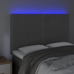vidaXL Tăblie de pat cu LED, gri închis, 144x5x118/128 cm, catifea vidaXL Tăblie de pat cu LED, gri închis, 144x5x118/128 cm, catifea