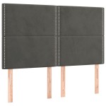 vidaXL Tăblie de pat cu LED, gri închis, 144x5x118/128 cm, catifea vidaXL Tăblie de pat cu LED, gri închis, 144x5x118/128 cm, catifea