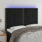 vidaXL Tăblie de pat cu LED, negru, 144x5x118/128 cm, catifea vidaXL Tăblie de pat cu LED, negru, 144x5x118/128 cm, catifea