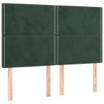 vidaXL Tăblie de pat cu LED, verde închis, 144x5x118/128 cm, catifea