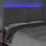 vidaXL Tăblie de pat cu LED, gri deschis, 160x5x118/128 cm, catifea vidaXL Tăblie de pat cu LED, gri deschis, 160x5x118/128 cm, catifea