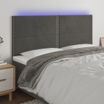 vidaXL Tăblie de pat cu LED, gri închis, 160x5x118/128 cm, catifea vidaXL Tăblie de pat cu LED, gri închis, 160x5x118/128 cm, catifea