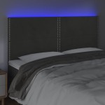 vidaXL Tăblie de pat cu LED, gri închis, 160x5x118/128 cm, catifea vidaXL Tăblie de pat cu LED, gri închis, 160x5x118/128 cm, catifea