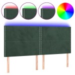 vidaXL Tăblie de pat cu LED, verde închis, 160x5x118/128 cm, catifea