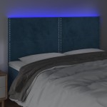 vidaXL Tăblie de pat cu LED, albastru închis, 160x5x118/128cm, catifea
