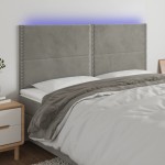 vidaXL Tăblie de pat cu LED, gri deschis, 180x5x118/128 cm, catifea vidaXL Tăblie de pat cu LED, gri deschis, 180x5x118/128 cm, catifea