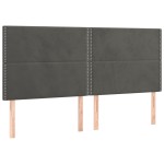 vidaXL Tăblie de pat cu LED, gri închis, 200x5x118/128 cm, catifea vidaXL Tăblie de pat cu LED, gri închis, 200x5x118/128 cm, catifea