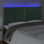 vidaXL Tăblie de pat cu LED, verde închis, 200x5x118/128 cm, catifea vidaXL Tăblie de pat cu LED, verde închis, 200x5x118/128 cm, catifea