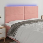 vidaXL Tăblie de pat cu LED, roz, 200x5x118/128 cm, catifea vidaXL Tăblie de pat cu LED, roz, 200x5x118/128 cm, catifea