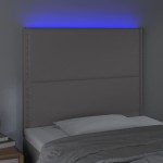 vidaXL Tăblie de pat cu LED, gri, 80x5x118/128 cm, piele ecologică