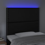 vidaXL Tăblie de pat cu LED, negru, 90x5x118/128 cm, piele ecologică