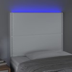 vidaXL Tăblie de pat cu LED, alb, 90x5x118/128 cm, piele ecologică