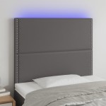 vidaXL Tăblie de pat cu LED, gri, 90x5x118/128 cm, piele ecologică vidaXL Tăblie de pat cu LED, gri, 90x5x118/128 cm, piele ecologică