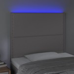 vidaXL Tăblie de pat cu LED, gri, 90x5x118/128 cm, piele ecologică vidaXL Tăblie de pat cu LED, gri, 90x5x118/128 cm, piele ecologică