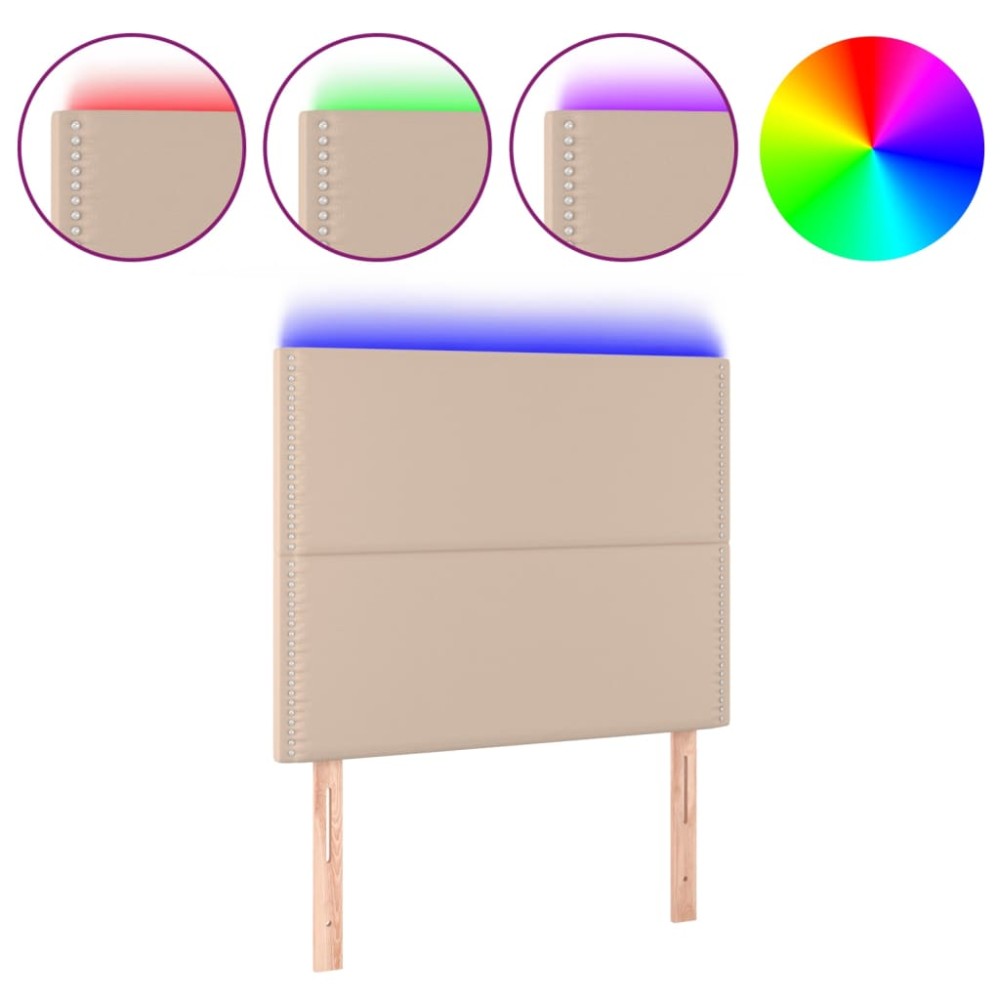 vidaXL Tăblie de pat cu LED cappuccino 90x5x118/128cm, piele ecologică