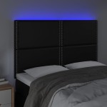 vidaXL Tăblie de pat cu LED, negru, 144x5x118/128 cm, piele ecologică vidaXL Tăblie de pat cu LED, negru, 144x5x118/128 cm, piele ecologică
