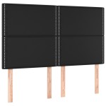 vidaXL Tăblie de pat cu LED, negru, 144x5x118/128 cm, piele ecologică vidaXL Tăblie de pat cu LED, negru, 144x5x118/128 cm, piele ecologică