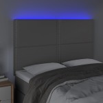 vidaXL Tăblie de pat cu LED, gri, 144x5x118/128 cm, textil vidaXL Tăblie de pat cu LED, gri, 144x5x118/128 cm, textil