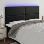 vidaXL Tăblie de pat cu LED, negru, 180x5x118/128 cm, piele ecologică vidaXL Tăblie de pat cu LED, negru, 180x5x118/128 cm, piele ecologică