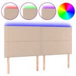 vidaXL Tăblie de pat cu LED, cappuccino, 180x5x118/128 cm, piele eco