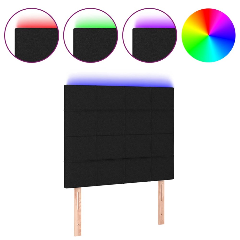 vidaXL Tăblie de pat cu LED, negru, 80x5x118/128 cm, textil