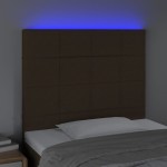 vidaXL Tăblie de pat cu LED, maro închis, 90x5x118/128 cm, textil vidaXL Tăblie de pat cu LED, maro închis, 90x5x118/128 cm, textil