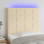 vidaXL Tăblie de pat cu LED, crem, 90x5x118/128 cm, textil