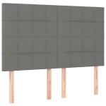 vidaXL Tăblie de pat cu LED, gri închis, 144x5x118/128 cm, textil