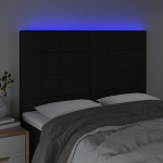 vidaXL Tăblie de pat cu LED, negru, 144x5x118/128 cm, textil vidaXL Tăblie de pat cu LED, negru, 144x5x118/128 cm, textil