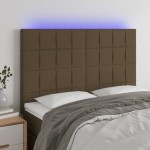 vidaXL Tăblie de pat cu LED, maro închis, 144x5x118/128 cm, textil vidaXL Tăblie de pat cu LED, maro închis, 144x5x118/128 cm, textil