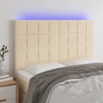 vidaXL Tăblie de pat cu LED, crem, 144x5x118/128 cm, textil