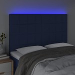 vidaXL Tăblie de pat cu LED, albastru, 144x5x118/128 cm, textil vidaXL Tăblie de pat cu LED, albastru, 144x5x118/128 cm, textil