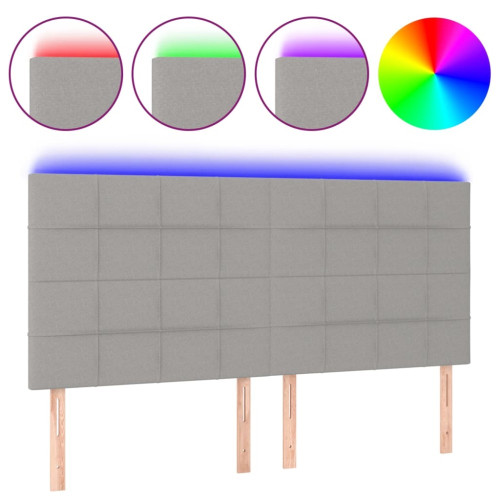 vidaXL Tăblie de pat cu LED, gri deschis, 160x5x118/128 cm, textil