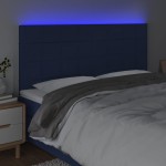 vidaXL Tăblie de pat cu LED, albastru, 160x5x118/128 cm, textil vidaXL Tăblie de pat cu LED, albastru, 160x5x118/128 cm, textil