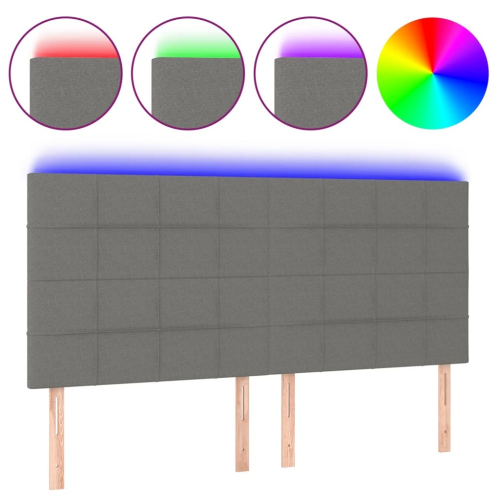 vidaXL Tăblie de pat cu LED, gri închis, 180x5x118/128 cm, textil