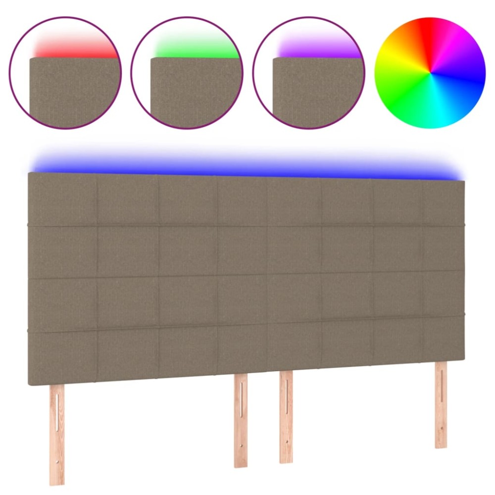 vidaXL Tăblie de pat cu LED, gri taupe, 180x5x118/128 cm, textil