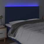 vidaXL Tăblie de pat cu LED, albastru, 180x5x118/128 cm, textil vidaXL Tăblie de pat cu LED, albastru, 180x5x118/128 cm, textil