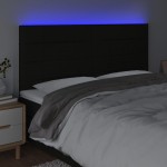 vidaXL Tăblie de pat cu LED, negru, 200x5x118/128 cm, textil vidaXL Tăblie de pat cu LED, negru, 200x5x118/128 cm, textil