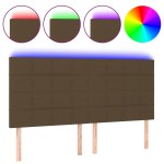 vidaXL Tăblie de pat cu LED, maro închis, 200x5x118/128 cm, textil