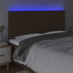 vidaXL Tăblie de pat cu LED, maro închis, 200x5x118/128 cm, textil