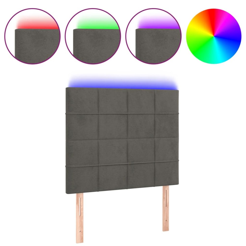 vidaXL Tăblie de pat cu LED, gri închis, 80x5x118/128 cm, catifea